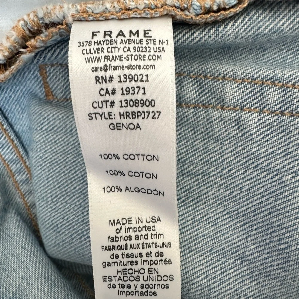 Frame Denim Light Blue Jeans with Silver Button 100%cotton - Picture 14 of 15